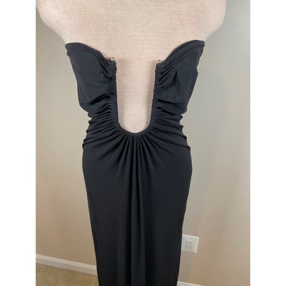 Christopher Esber Arced Palm Strapless Black Maxi Dress Size 6 - Picture 5 of 11